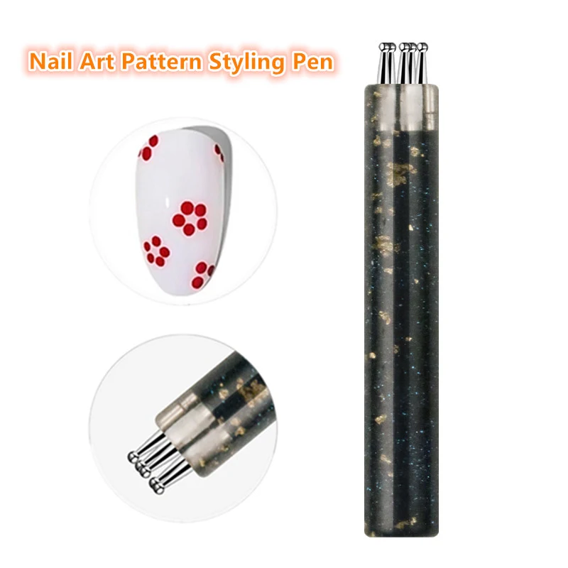 Lápiz de decoración de uñas con diseño de flor de 5 pétalos, herramienta de diseño de flores de un solo trazo, herramienta de decoración de uñas con mango acrílico para arte de uñas DIY, fácil pintura de uñas