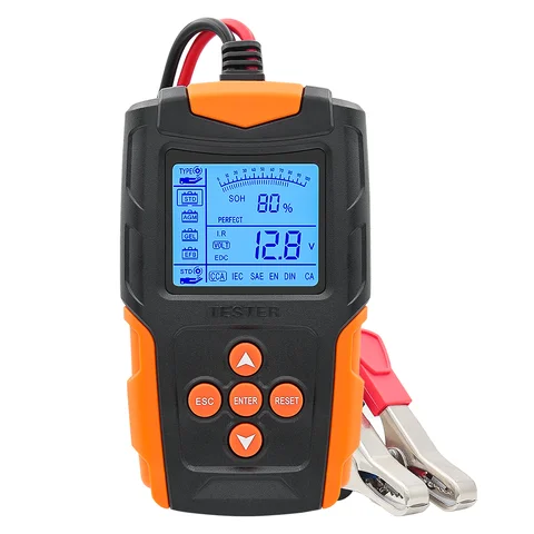 12V 24V 스마트 자동차 배터리 테스터 SOH SOC CCA IR 측정 (자동차, 트럭, 오토바이 배터리 분석기 진단 도구)