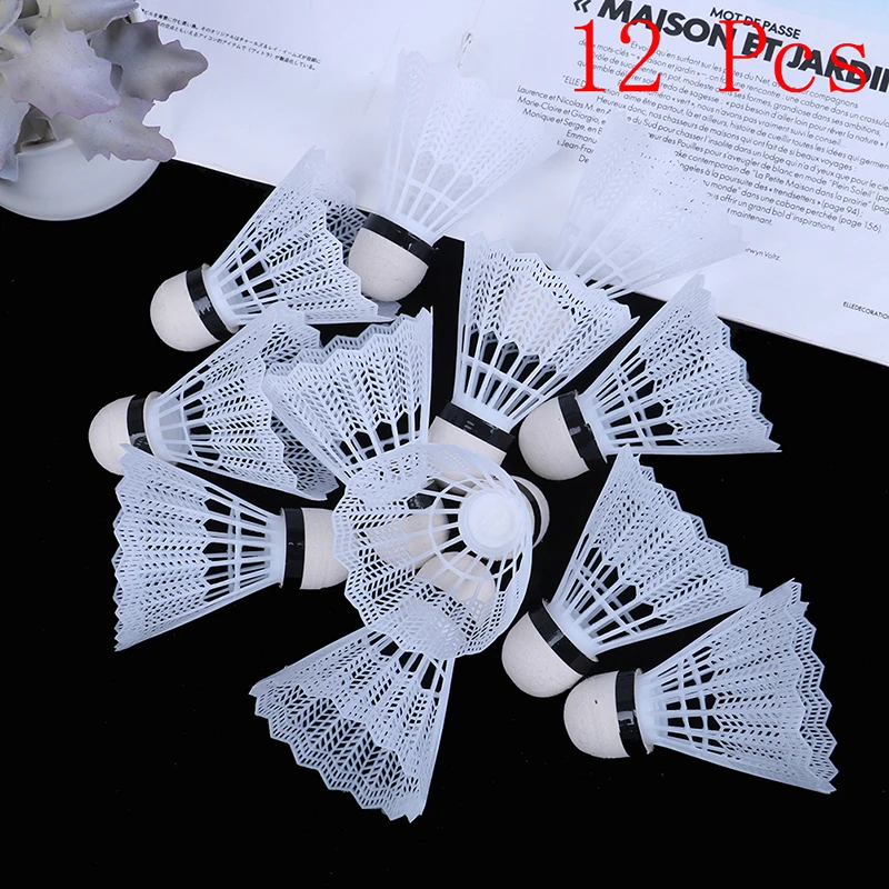 12 Pcs White Plastic Badminton Ball Shuttlecocks Sport Training Sport