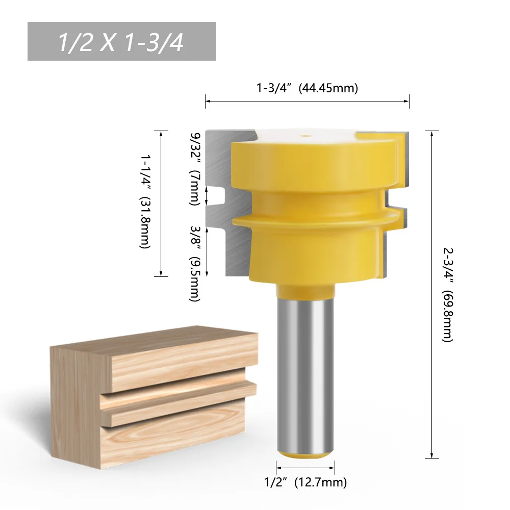 1PC 1/2" 12.7MM Shank Milling Cutter Wood Carving Glue Joint Router Bit Tenon Milling Cutter Wood Reversible Woodworking Chisel