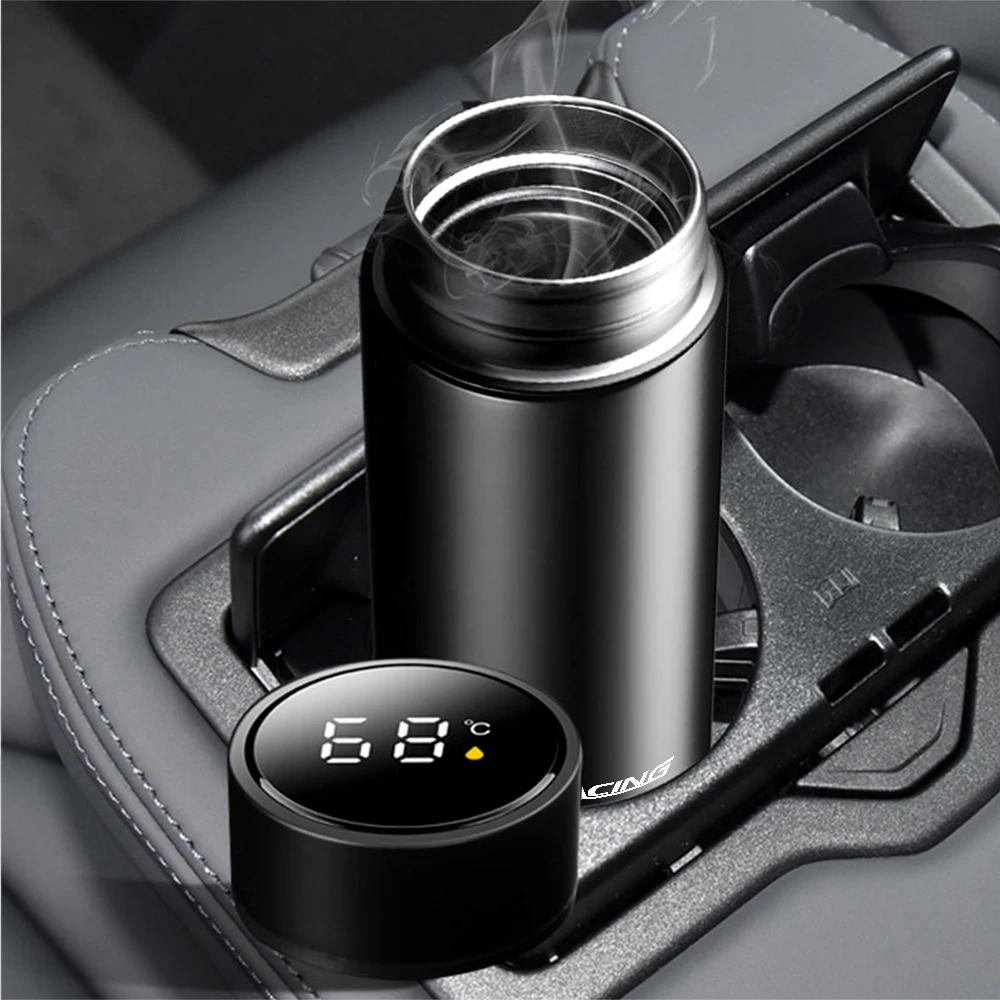 1pcs Car Smart Thermos Mug Insulation Cup Led Digital Temperature Display For STRACING Ford Ranger Focus Kuga Mustang Mondeo