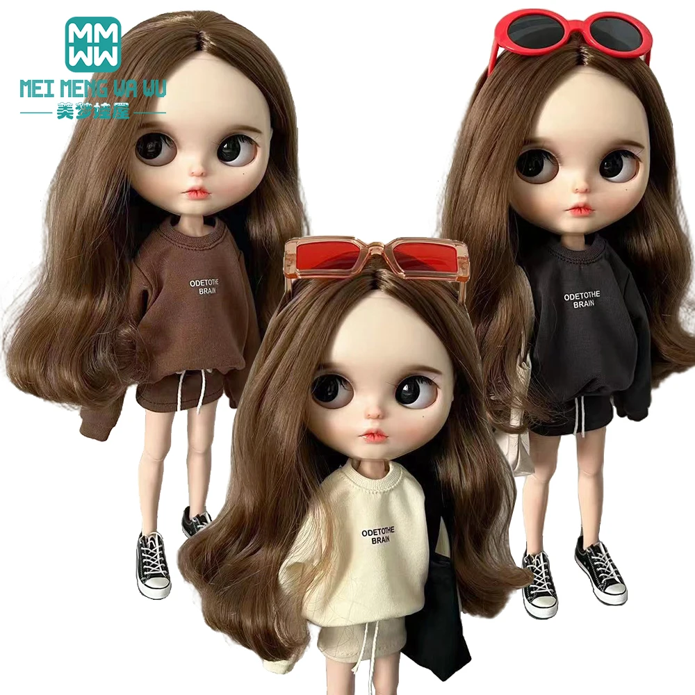 28cm Blyth Doll Clothes Fashionable plaid sweatshirts, dresses, tracksuits for OB23 OB24 Azone doll accessories