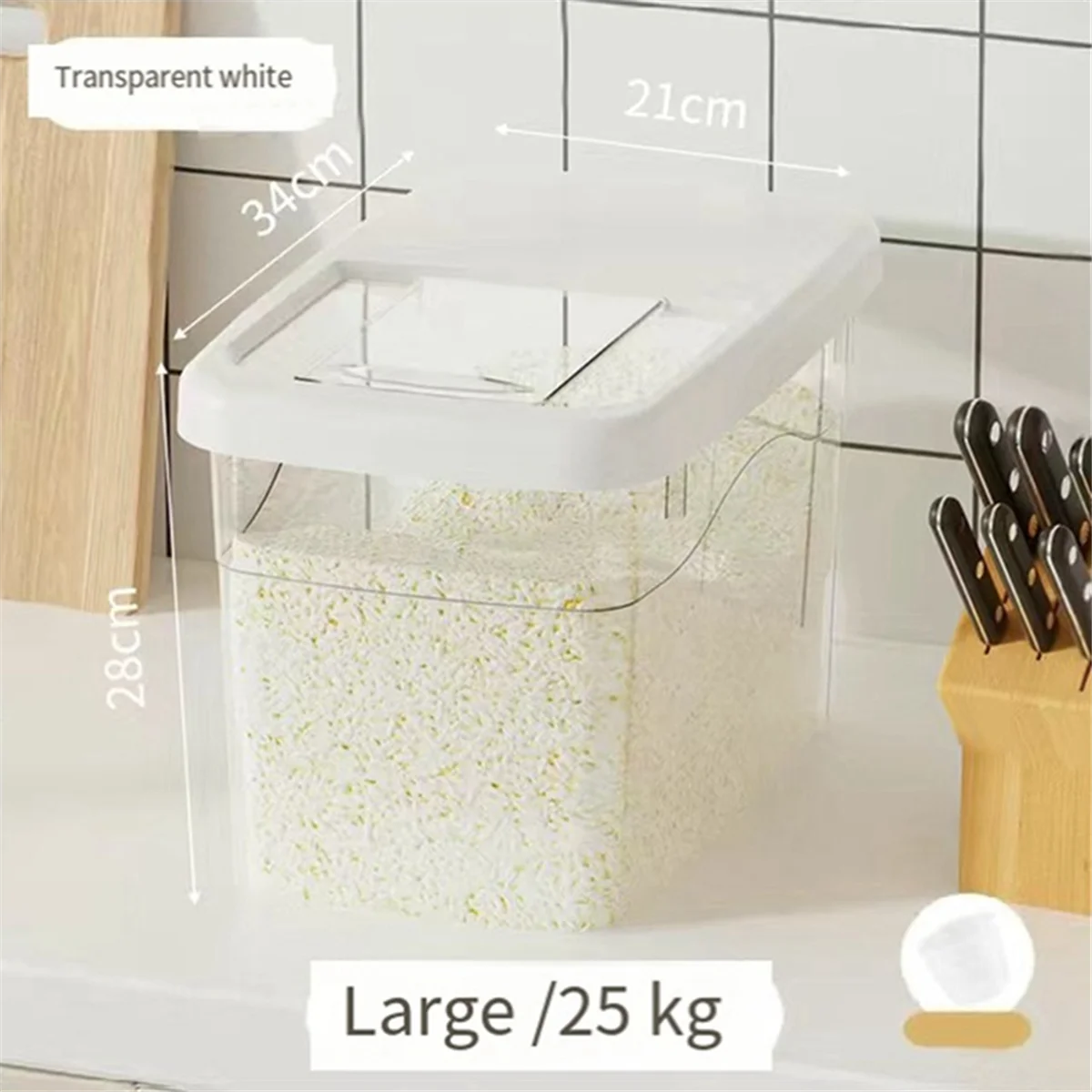 Rice Storage Box Rice Dispenser Rice Container Grain Storage Jar Cereal Dispenser Pet Food Container Kitchen Organizer,S