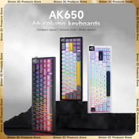 AJAZZ AK650 Structure Infinitely Adjustable Knob All Key Hotswap Wired Keyboard Gasket RGB Gaming Keyboard Compatible Windows