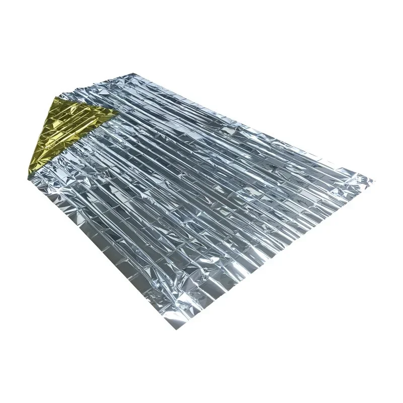 Manta de emergencia plegable, 210cm x 130cm, refugio de rescate de supervivencia de emergencia plateado/dorado, mantas para mantener el calor para acampar al aire libre