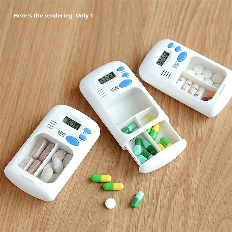 

-A95Z Mini Portable Pill Reminder Timer Electronic Box Organizer Medicine Case Clock Reminder