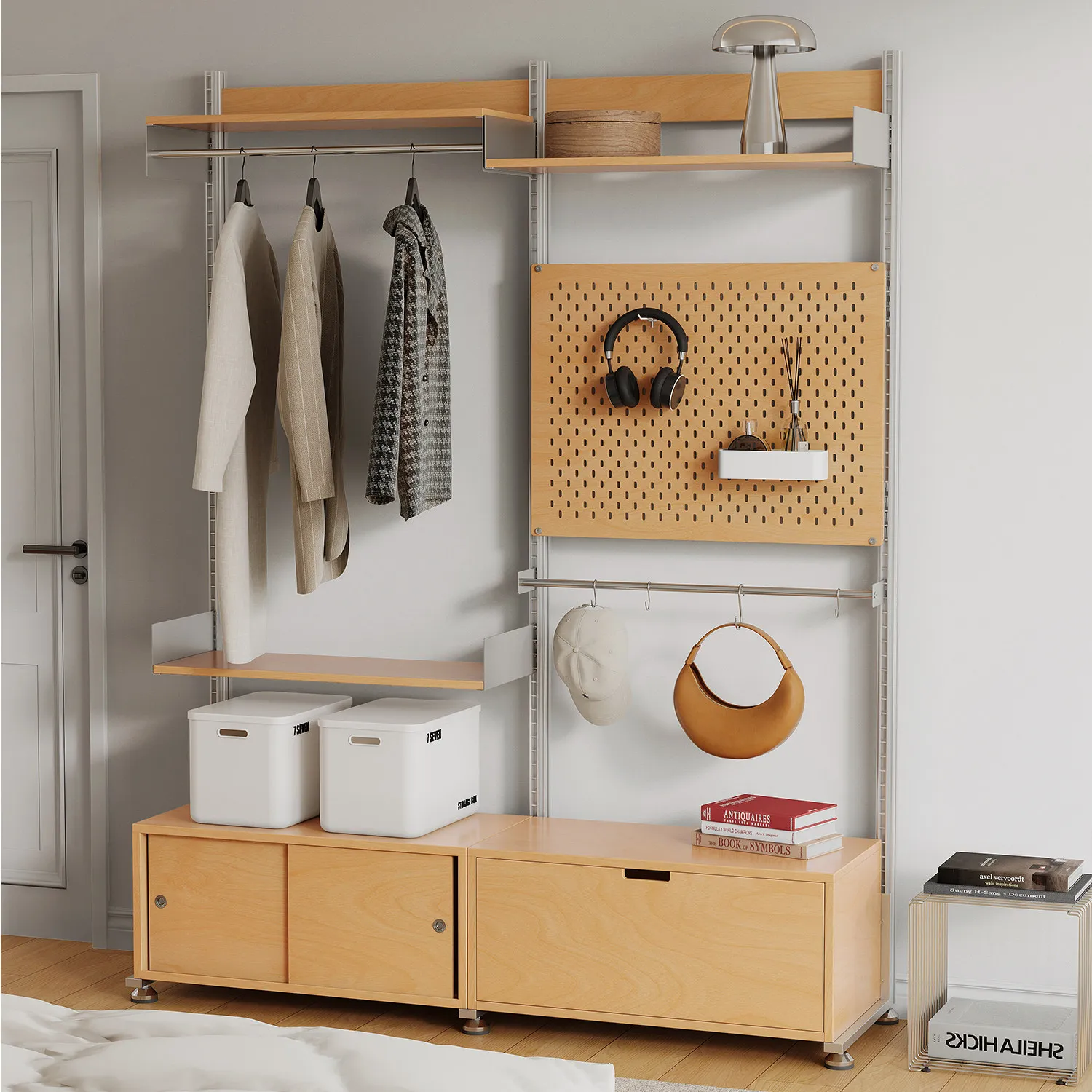 

Hxl bedroom clothes rack - no drilling, floor-standing storage wardrobe with hanging rod