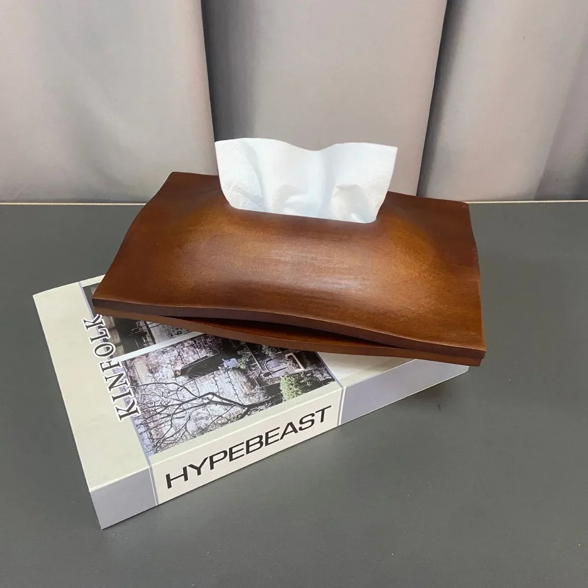 High-end Family Living Room Decorative Tissue Box Japanese Dining Room Black Walnut Paper Organizer Box Simple Wipes Holder Gift