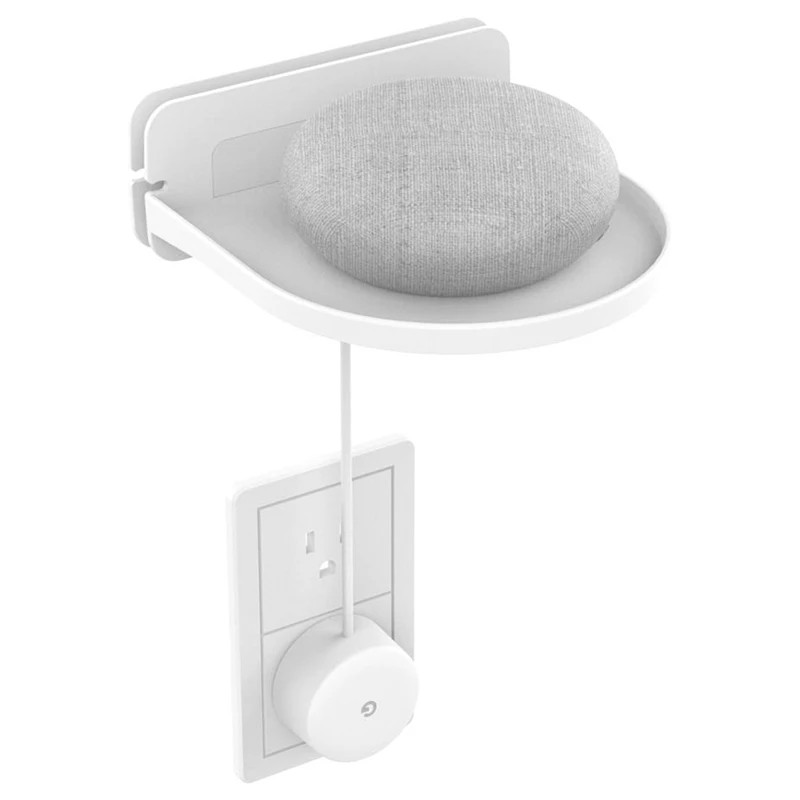 Suporte universal na parede ABS, rack de armazenamento, cabo embutido, adequado para o Google Home Mini, Google Wifi, branco