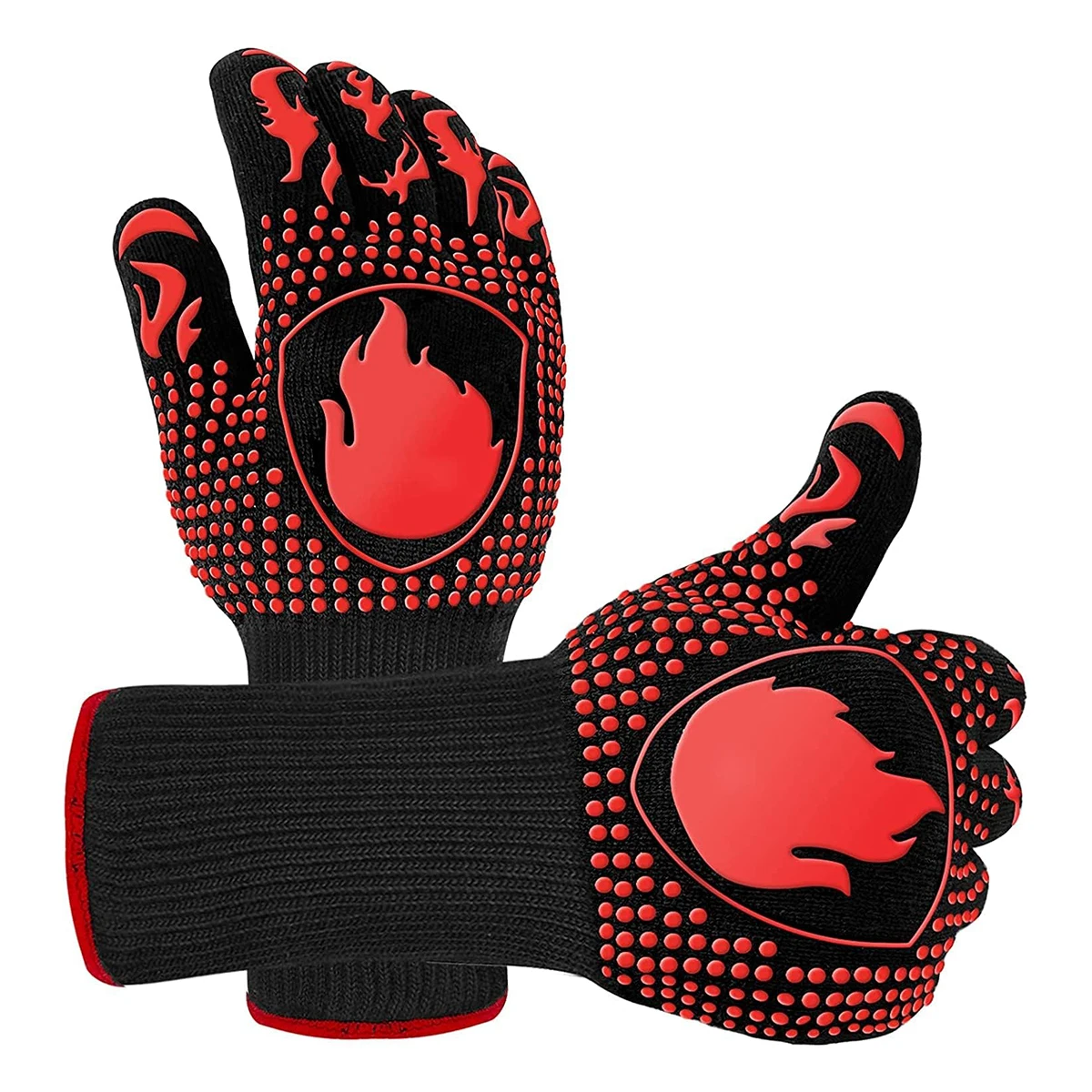 BBQ Anti-Scalding Gloves Kitchen Heat Proof Grilling Oven Mitts Barbecue Microwave Oven High Temperature Insulation