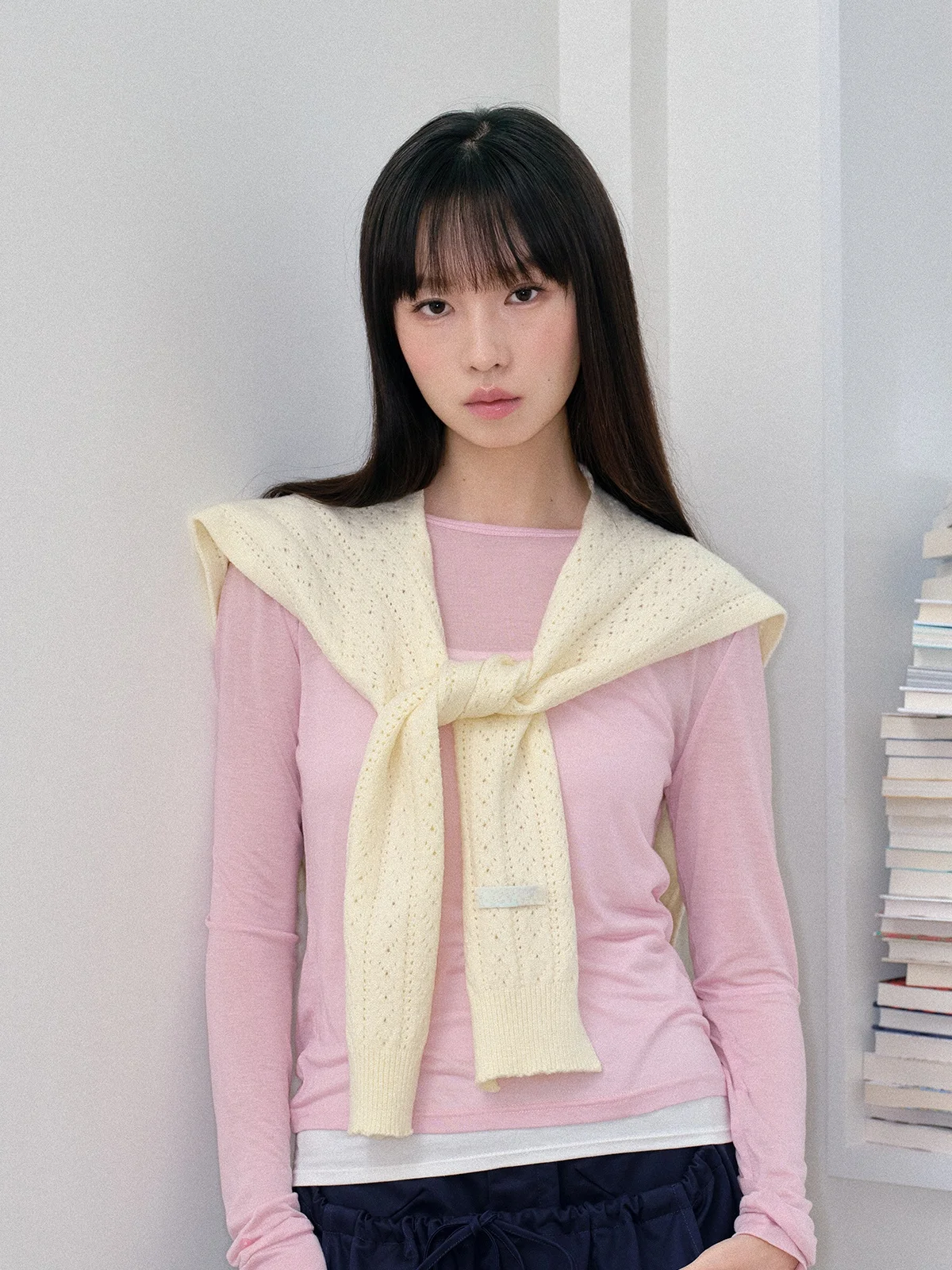 rabn-早春イエローニットショルダーラップ多用途オフィスエアコン付きの部屋薄型首保護小さなショルダーパッド