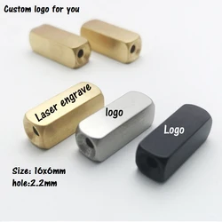 Cuentas con logotipo personalizado, abalorios mate de acero inoxidable, rectangulares, para pulsera, por lote, 20 piezas