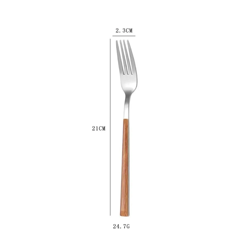 Simplicity Stainless Steel Spoon Fork Knife Wood Grain Thickened Steak Knife Western Tableware Portable Fruit Fork