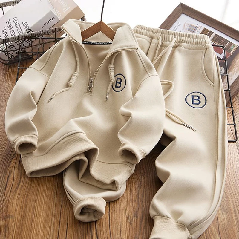 

Boys' Spring/Autumn Fashion Embroidery Letter T-shirt Set Children's Casual Top and Bottom 2-Piece Teenager Tracksuit 3-12 Years