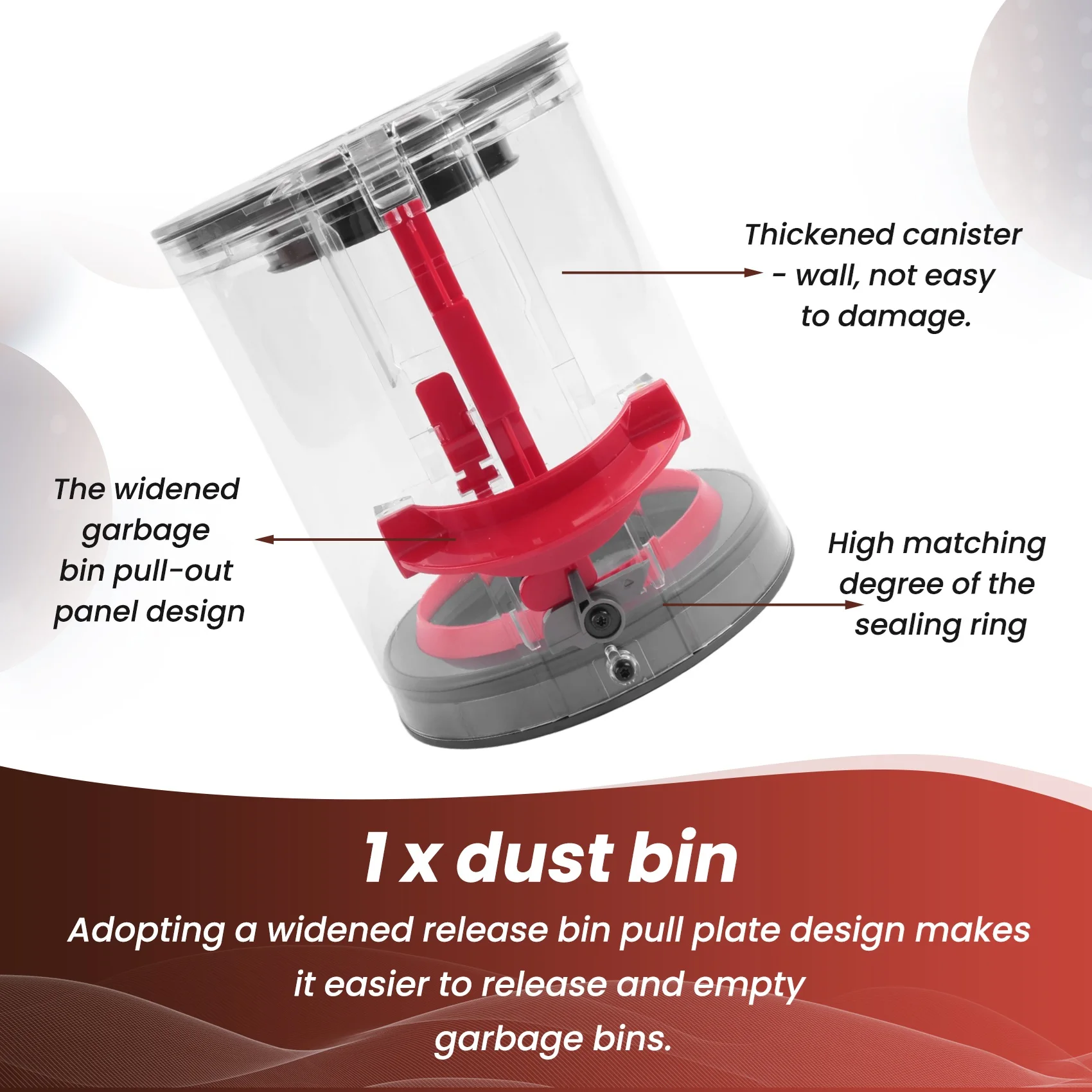 A23T Dust Bin Replacement for Dyson V10 SV12 Vacuum Cleaner, 6 Inch Small Canister Bucket, Upgraded Easy Release Pull Plate,