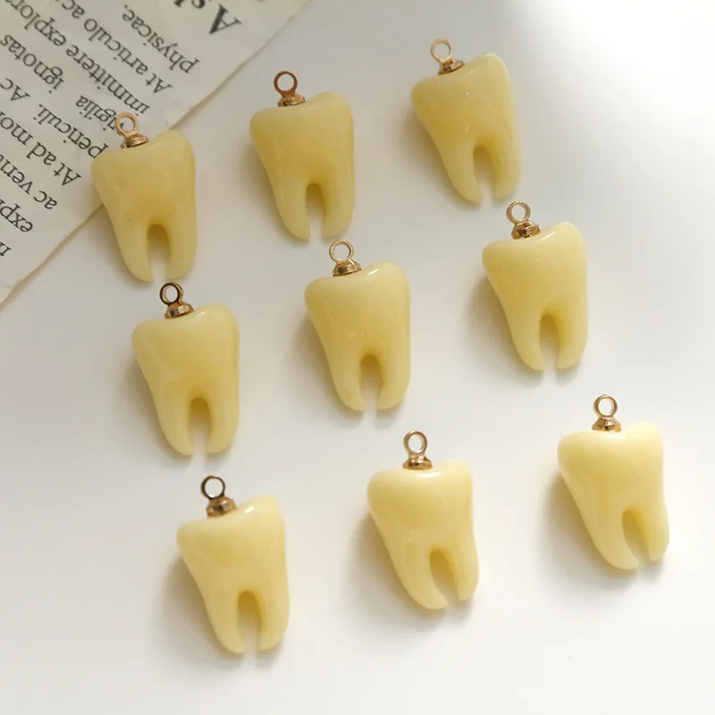 10pcs Charms 3D Tooth Teeth Molar 18*10mm Simulation Tooth Resin Pendants Making Findings DIY Handmade Jewelry Accessories