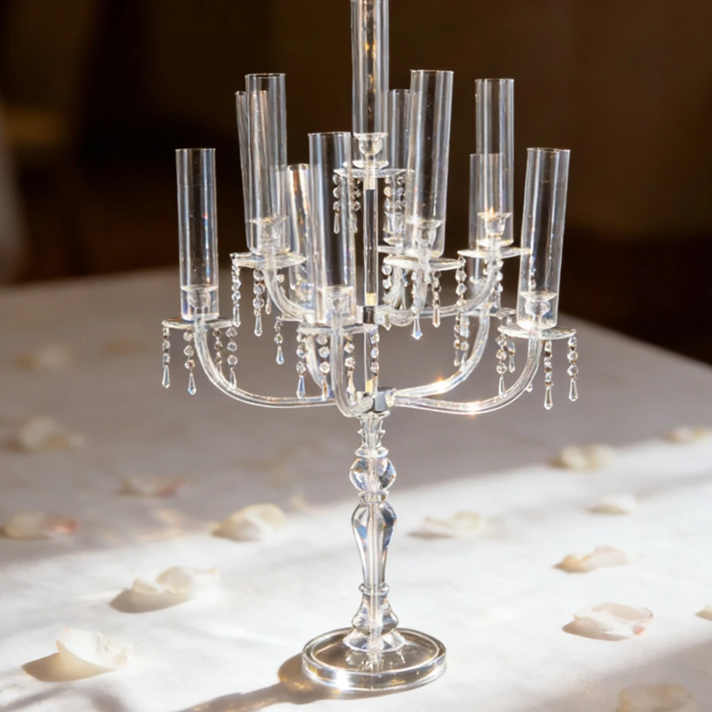 4-10pcs Transparent Acrylic Trumpet Vases ，candlestick- Perfect Wedding Table Flower candelabra Stands & Center Decor Supplies