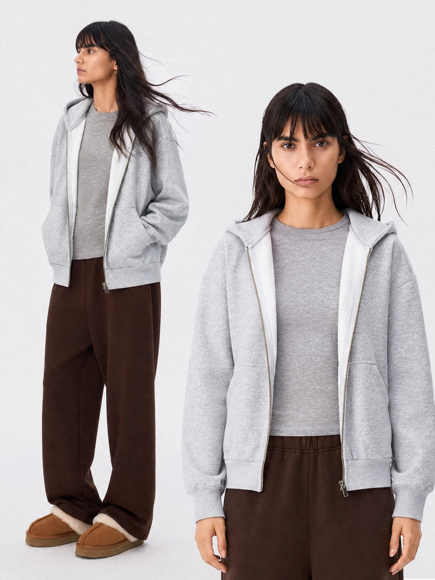 TDDP Women's Comfortable Loose Fit Hooded Zipper Cardigan Sweater Casual Style Cotton Long Sleeve Warm Outerwear