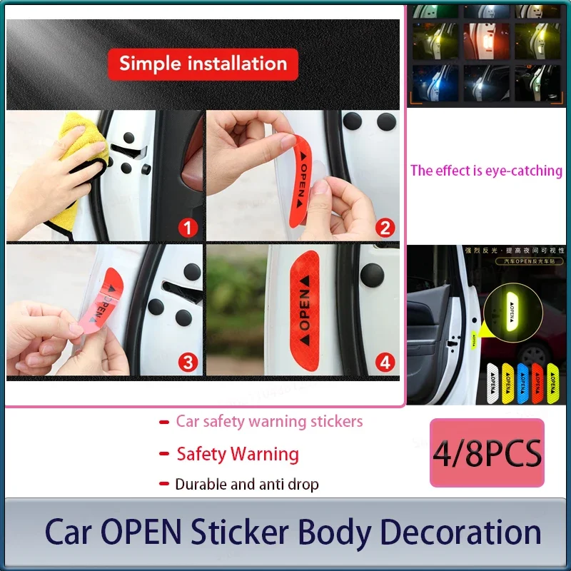 4/8PCS Car Reflective Strips Warning Stickers For Seat Leon Ibiza MK2 MK3 5F 6L 6J FR Ateca Altea Car Door Stickers Car Stickers view 2