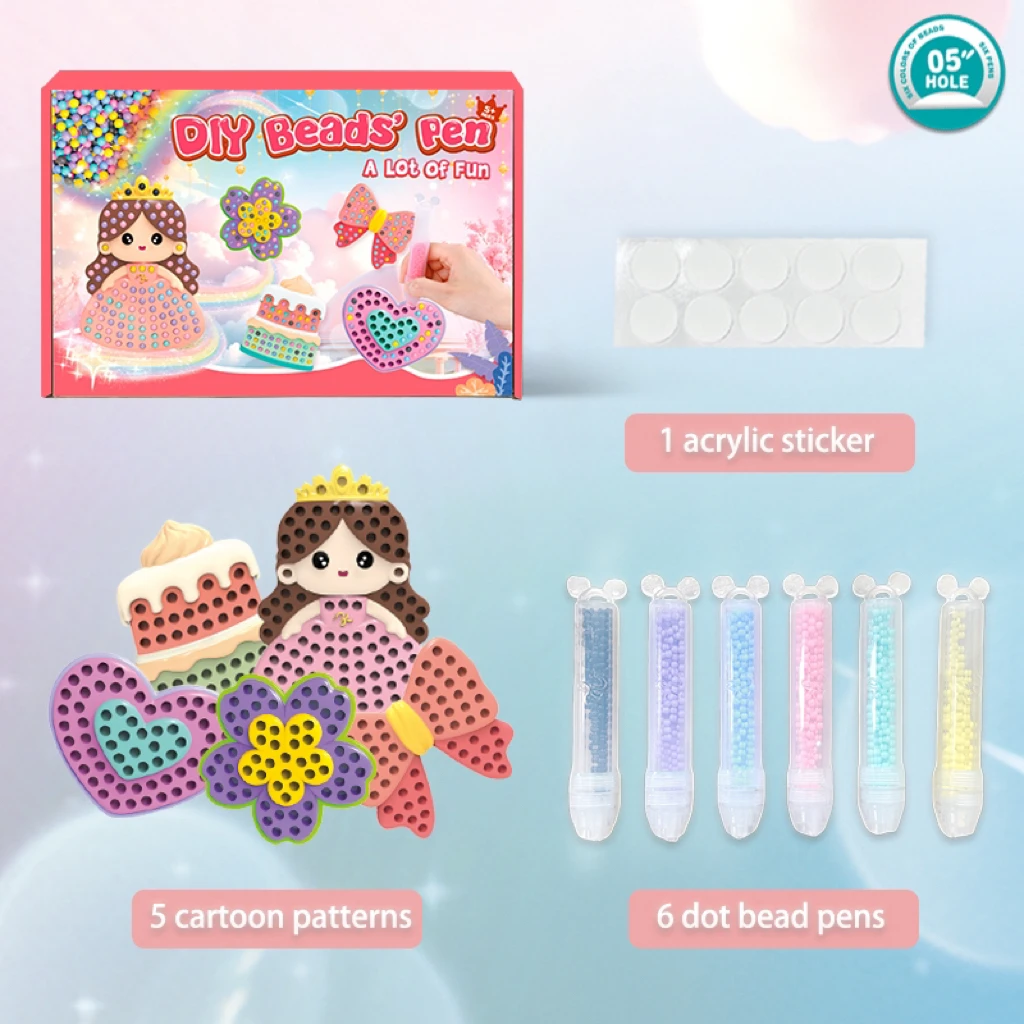 Zestaw zabawek do samodzielnego tworzenia ozdób z koralików dla dzieci - Zestaw koralików do tworzenia sztuki dla dziewczynek, wielokrotnego użytku, odpowiedni dla dziewczynek