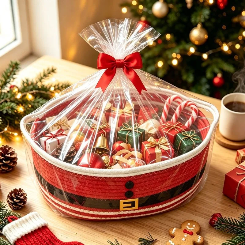 Cotton Rope Woven Storage Basket Christmas Party Decoration Snack Candy Storage Basket Christmas Gift Box