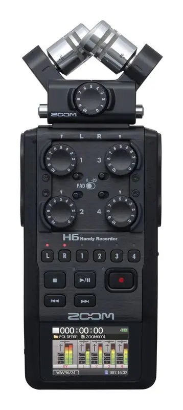 ZOOM H6 BLK portable handheld digital 6-Track Handy Recorder For Interview X/Y Mic Audio Interface Multi-Track For Musician