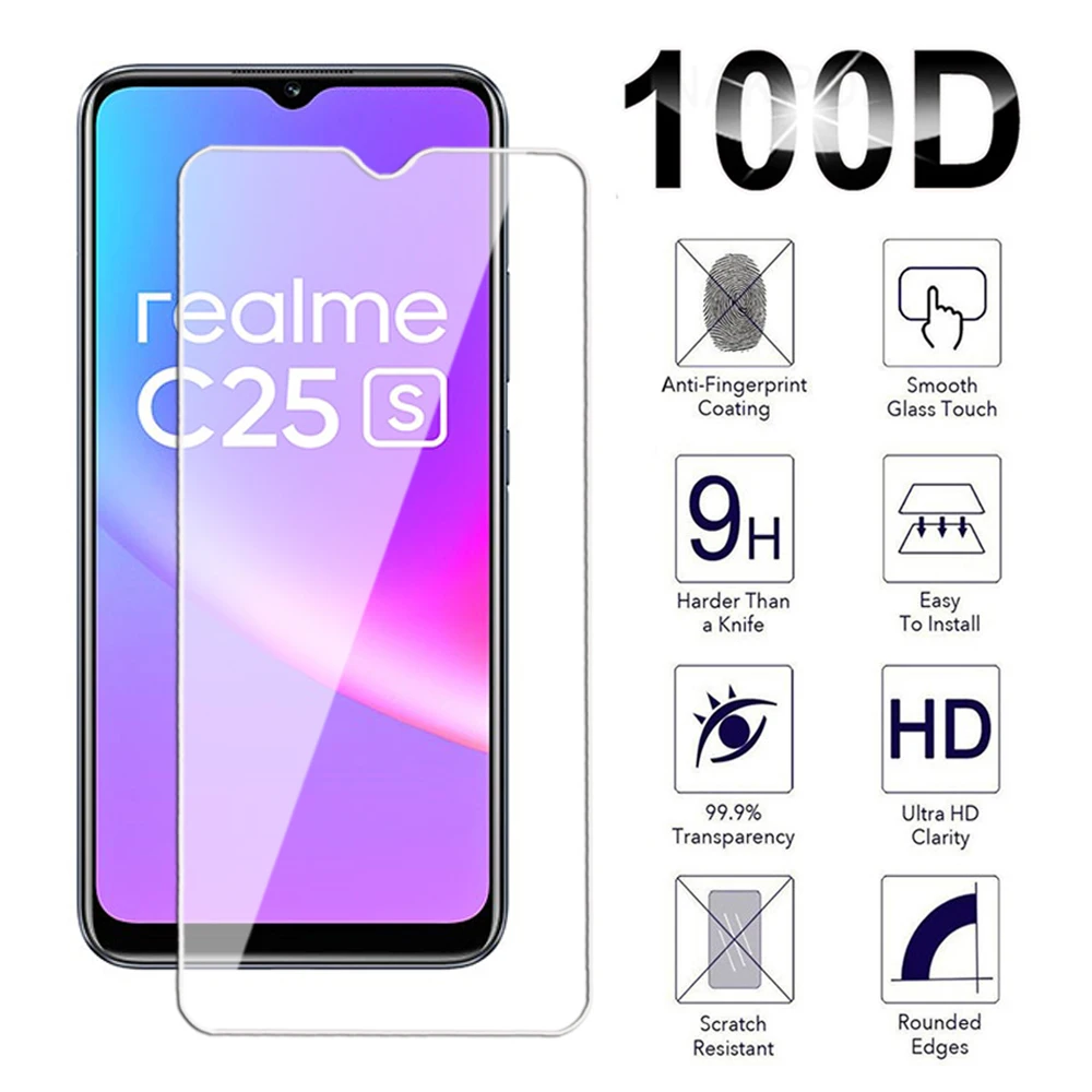 Transparent Tempered Glass For Realme C20 C21 C25 C30 C31 C33 C35 C51 C53 C55 Screen Protector Realme C30s C25s Protective Film