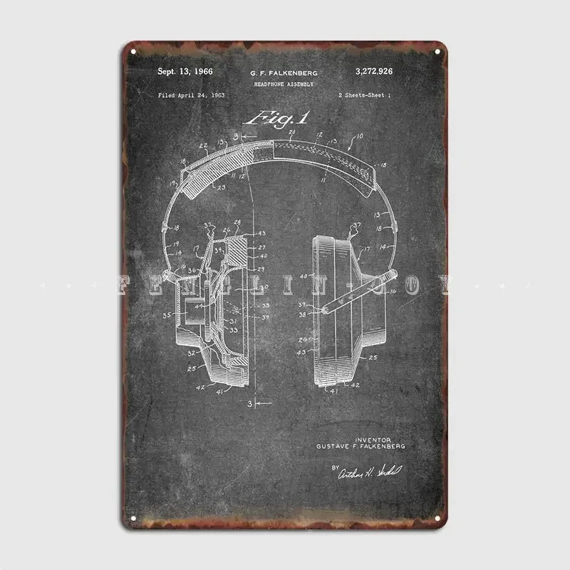 Headphones Patent Metal Sign Wall Pub Home Vintage Poster Tin Sign Posters