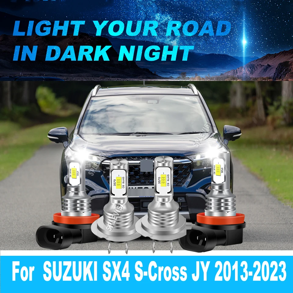 

H7 H11 LED White Low Beam Bulbs CSP Car Auto Lamp 8000LM/Pair For SUZUKI SX4 S-Cross JY 2013 2014 2015 2016 2017 2018 2019-2023
