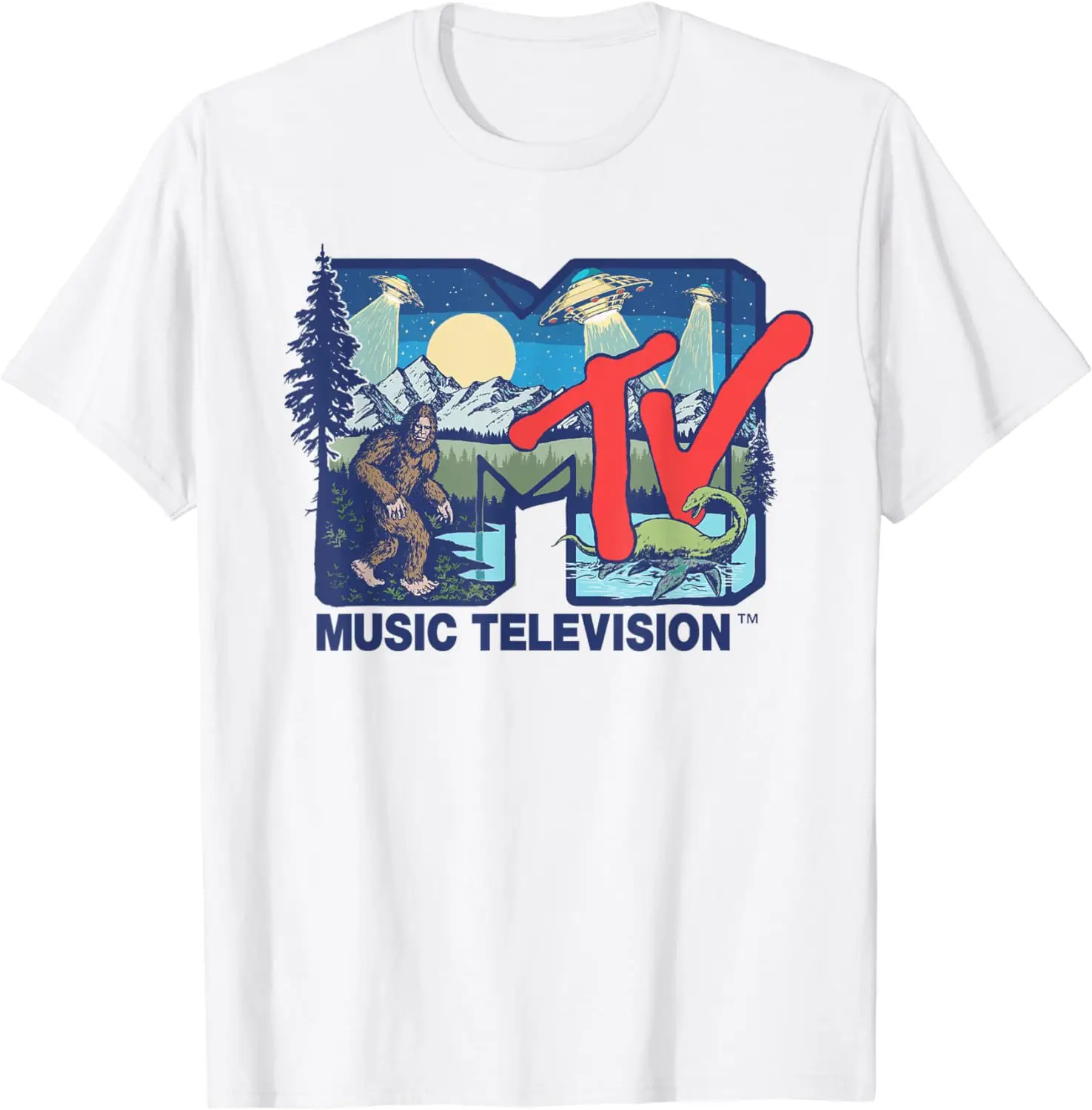 MTV - Cryptid MTV Logo Featuring Bigfoot UFO Aliens Nessie T-Shirt