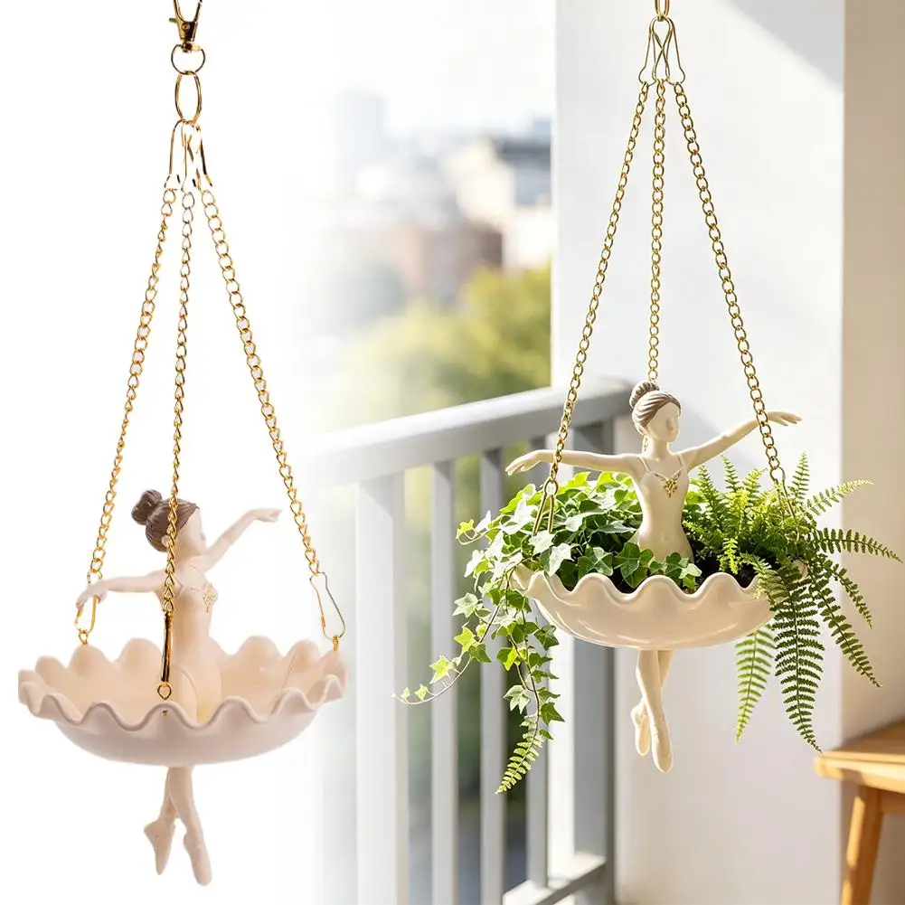 Ballet Dancers Hang Flower Pots Hand Carved Fairy Flower Pots Fun UV Blocking Suitable For Climbing Succulent Plants