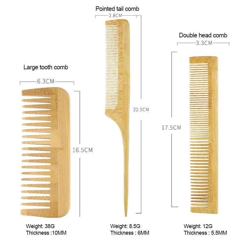 Bamboo Wooden Hair Brush Massage Comb Scalp Massager for Hair Growth Anti-static Straightening Brush Soft Beard Baby Beech Brush