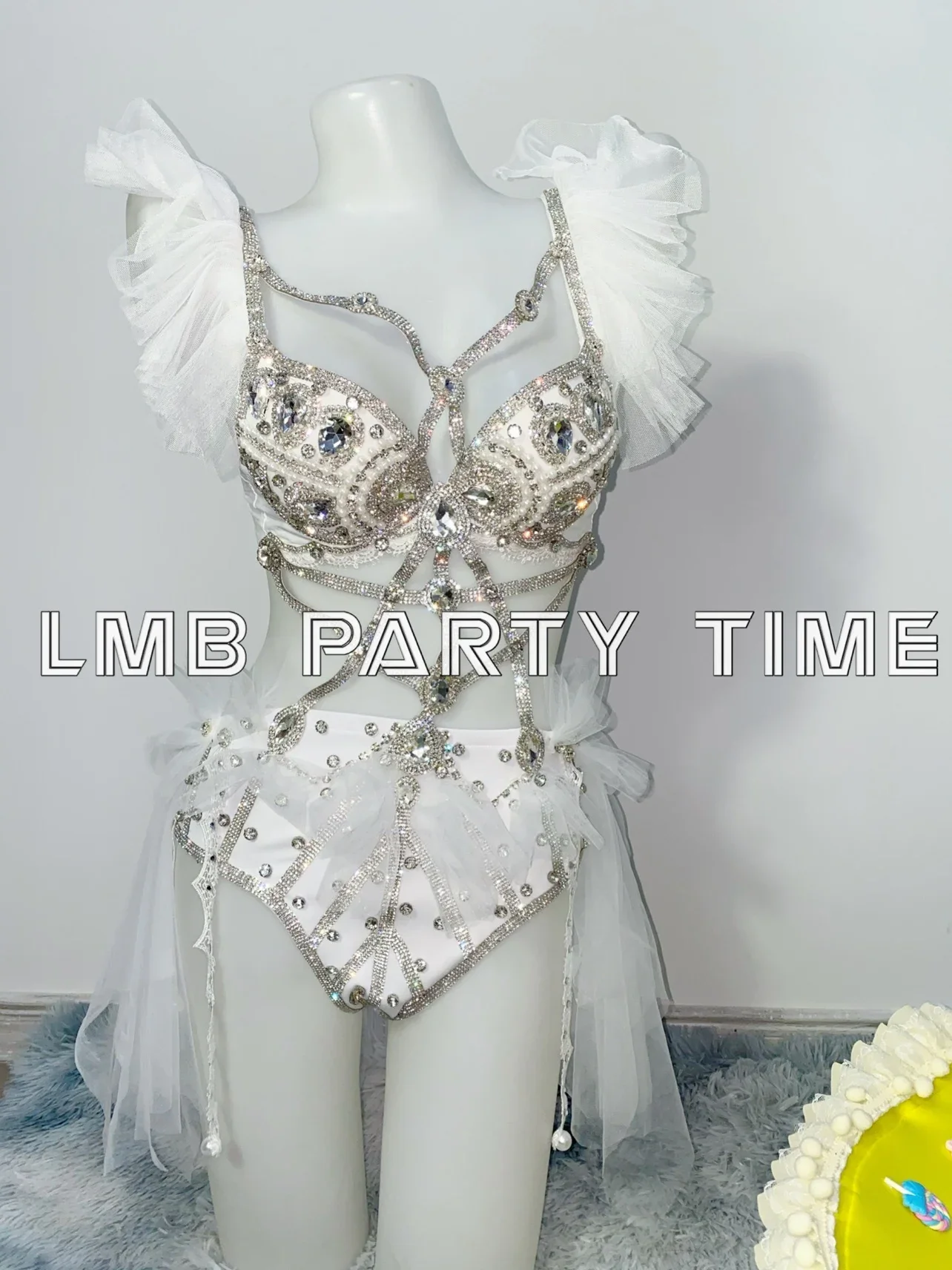 コスチュームカスタム EDC 電気音節ディスコダンス妖精高級フラッシュドリルチュチュスカートスーツ