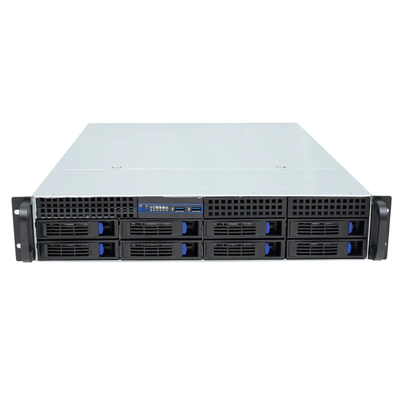 Server 2U 8bays Hersteller Server Rackmount Servergehäuse Sgcc Steel 1,2 mm SAS/SATA Backplane mit optionaler Schnittstelle