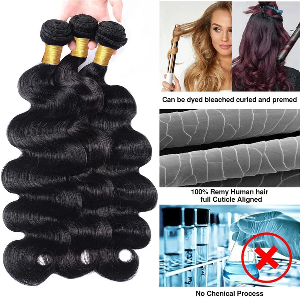 Luźne Body Wave 30 Cal brazylijskie ludzkie włosy splot wiązki z koronkową wiązki ludzkich włosów czołową 13x4 surowe włosy przedłużanie Tissage