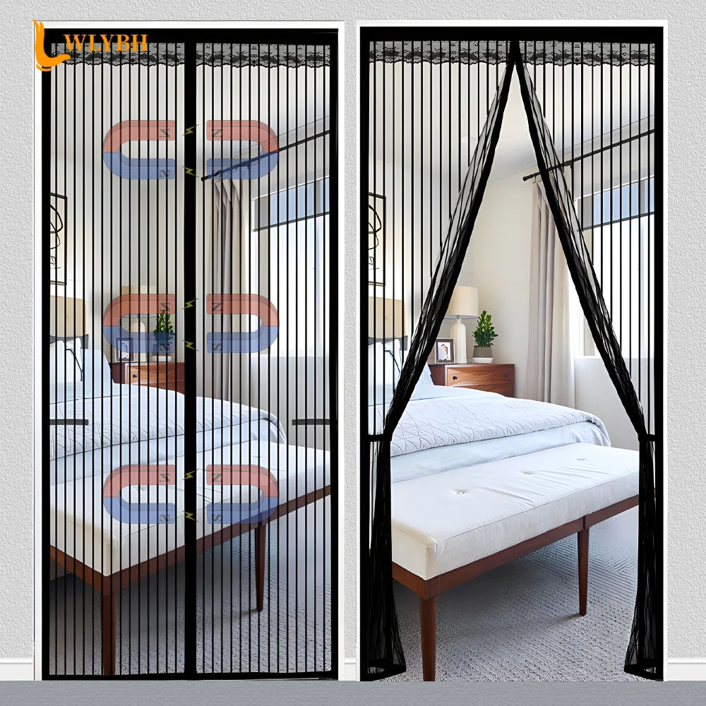 Magnetic Mosquito Door Screen Net No Punching Insulated Fly Insect Auto Closing Curtains Mesh For Kitchen Bedroom Living Room