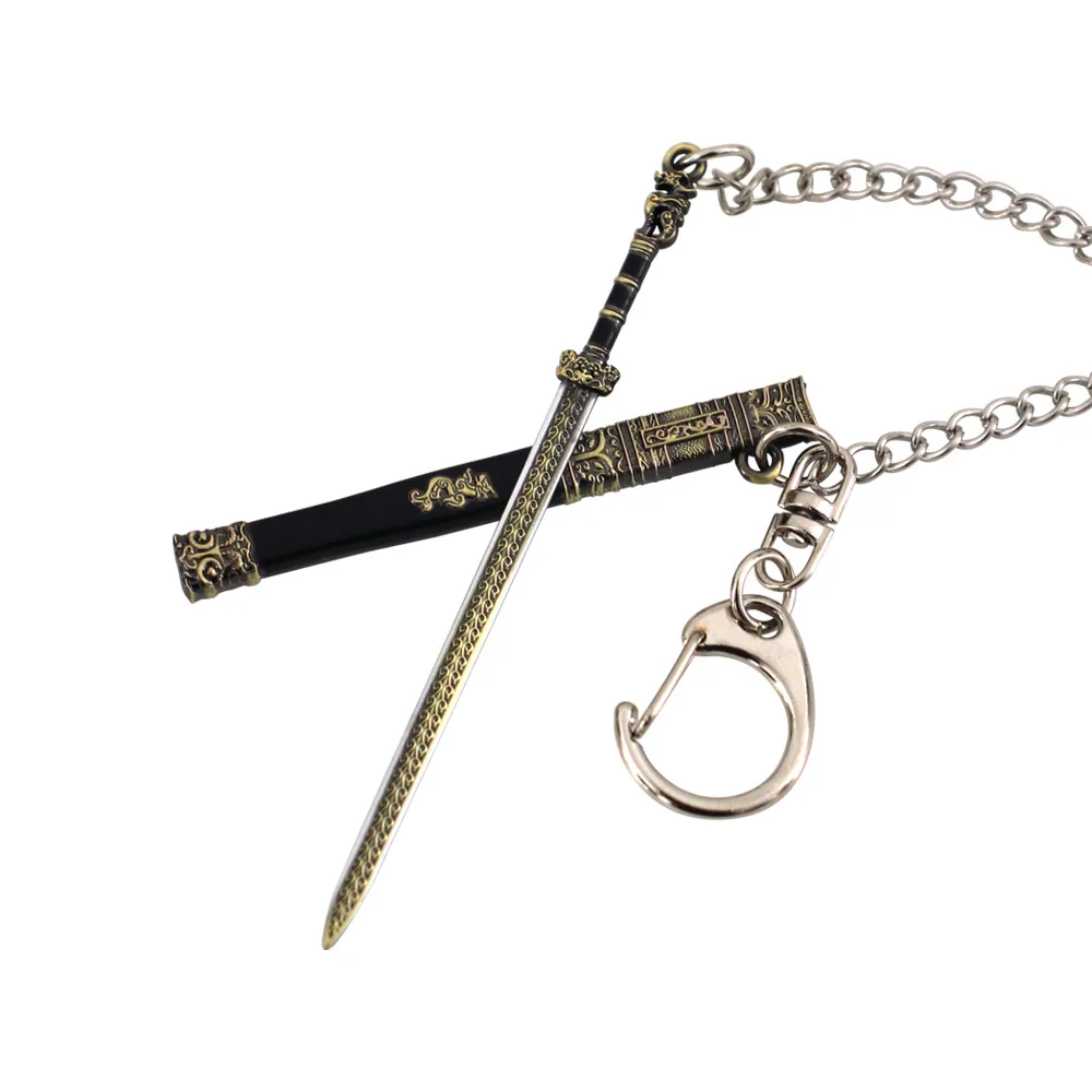 9cm Real Steel Swords Model with Sheath Key Chain All Metal Crafts Weapon Ornament Outdoor Toys Katana Knife Collections Gifts