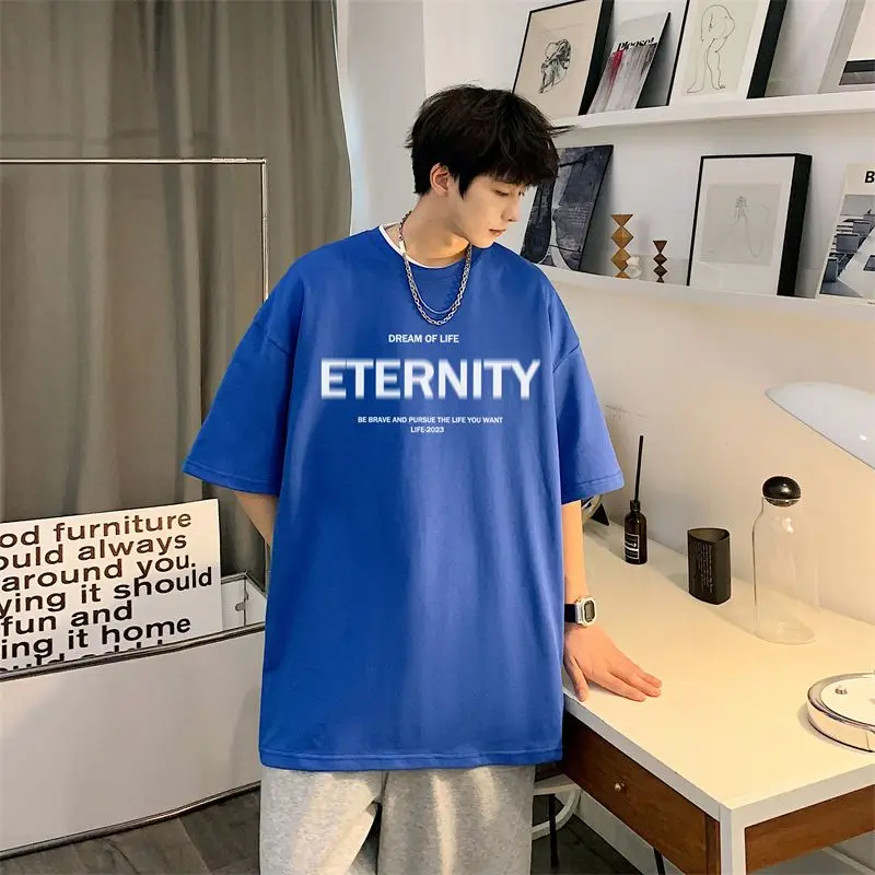 Dream Of Life Eternity Letter Print Casual Men's T-Shirt For Daily Wear Summer Style Breathable Short Sleeve Top — купить у AliExpress WW