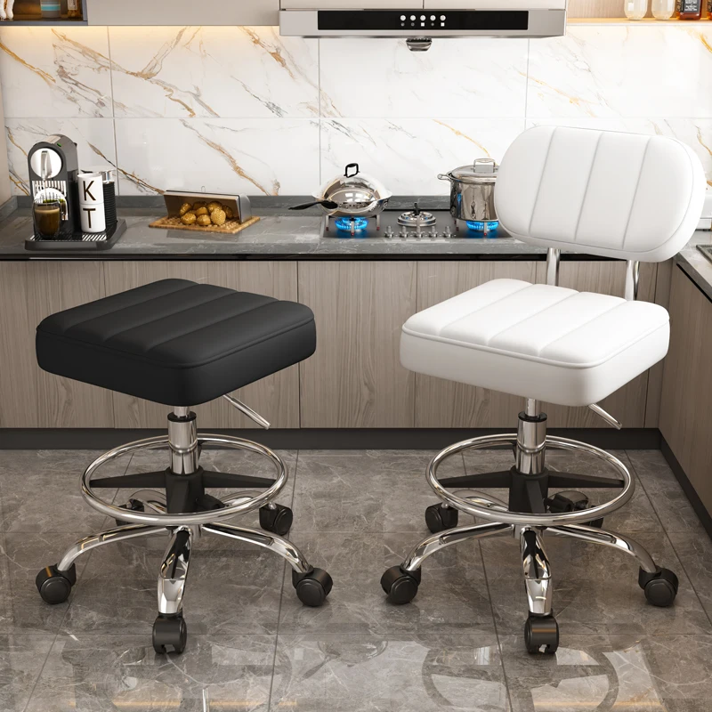 Kitchen cooking chair, adjustable swivel stool, front desk chair, silver table stool, high-legged bar counter