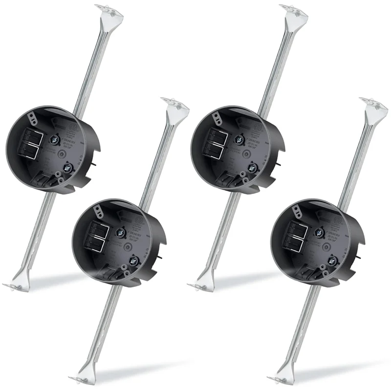 ABJN-4Pcs دعامة مروحة السقف، صندوق كهربائي قابل للتعديل مقاس 14-24.5 بوصة مع قضبان دعم، لمروحة السقف وتثبيت تركيبات الإضاءة