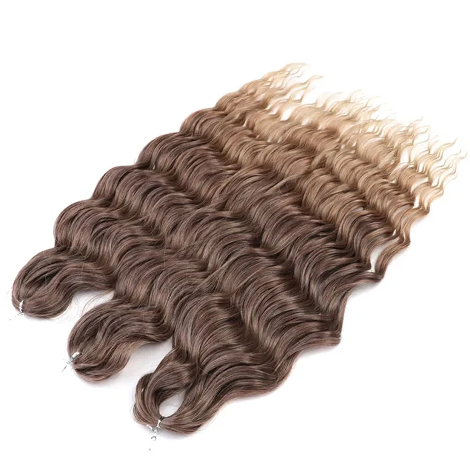 Noble Hair Synthetische Lose Tiefwellen-Haarverlängerungen 24" zum Flechten, Wasserwellen-Zopfhaar, Ombre-Blond, Twist-Häkelhaar, Lockiges Haar – Detail 16