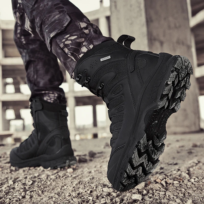 جديد الرجال الأحذية التكتيكية العلامة التجارية العسكرية الصيد حذاء للسير مسافات طويلة الكاحل مقاوم للماء في الهواء الطلق الصحراء دراجة نارية للجنسين الجيش تسلق الأحذية