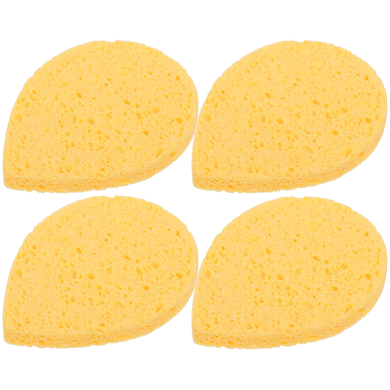 4pcs 노란색 스폰지 엑스 폴리 에이 팅 메이크업 리무버 클렌징 패드 컴팩트 엑스 폴리 에이 팅 스폰지 컴팩트 재사용 가능한 여행 스크러버