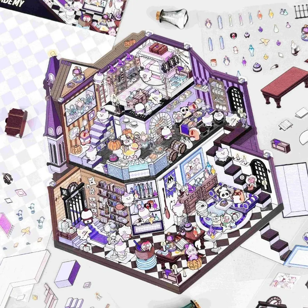 Plus Size 3D Landscaping Stickers Castle Theme Decorative Visual Stacking Sticker DIY Accessories Multi Scene Notebook Sticker