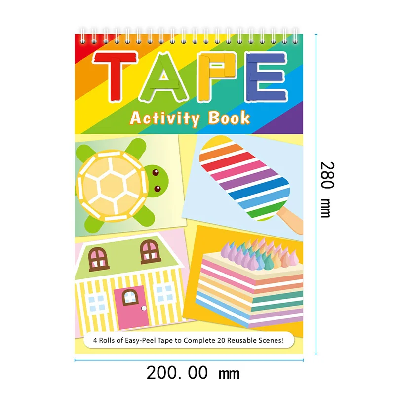 Cartoon DIY Sticker&Tape Activity Book Kit Coloring Sticker Book Educational Early Childhood Art Craft Materials for Boys Girls