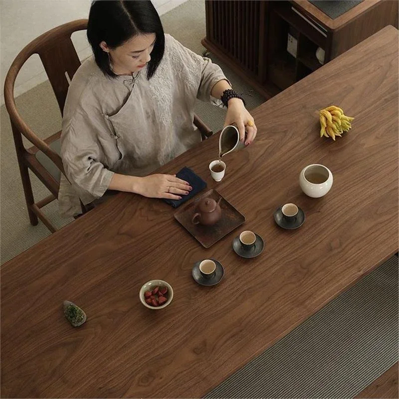All solid wood tea table black walnut modern simple light luxury balcony small apartment tea