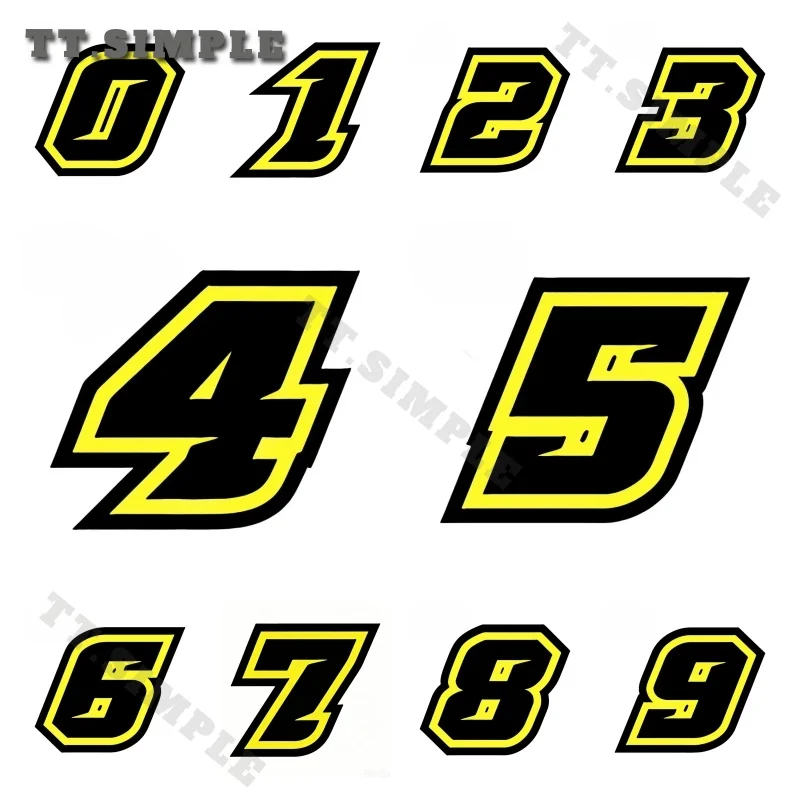 TT Racing Number Black Yellow PVC Waterproof Car Sticker Scratch Resistant Decal For SUV Motorcycle Exterior Decor