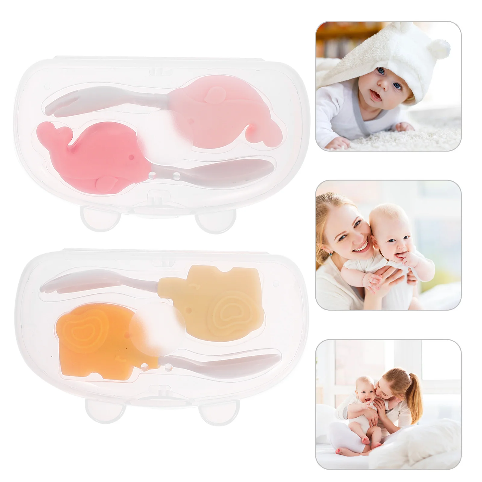 

2Sets Baby Tableware Set Easy to Hold Forks Spoons Perfect for First Solids Prevent Choking Ideal Baby Shower Gift