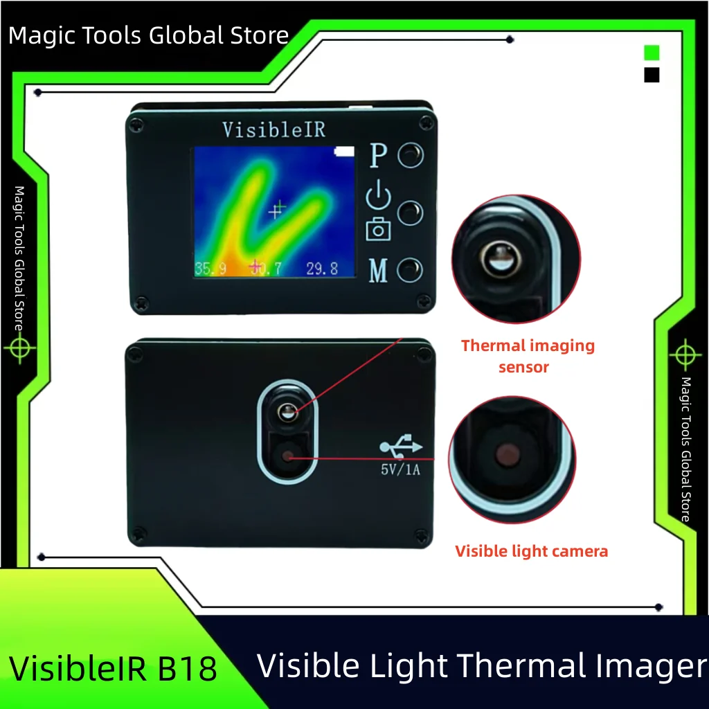 VisibleIR B18 Handheld Thermal Imager, 32x32 Infrared Pixel With Visible light Camera, Non-Contact Thermometer -40°C to 300°C