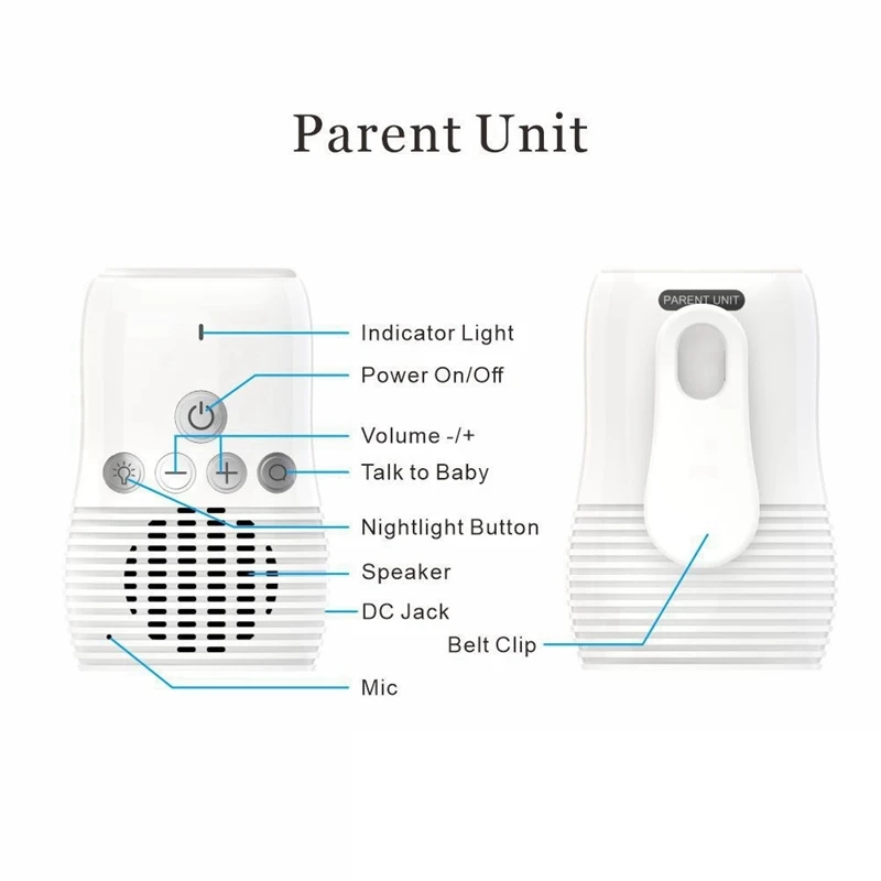 Baby Audio Monitor 2-Way Talk Baby Intercom Wireless Night Light Home Child Safety Device 2.4Ghz US-Plug Durable